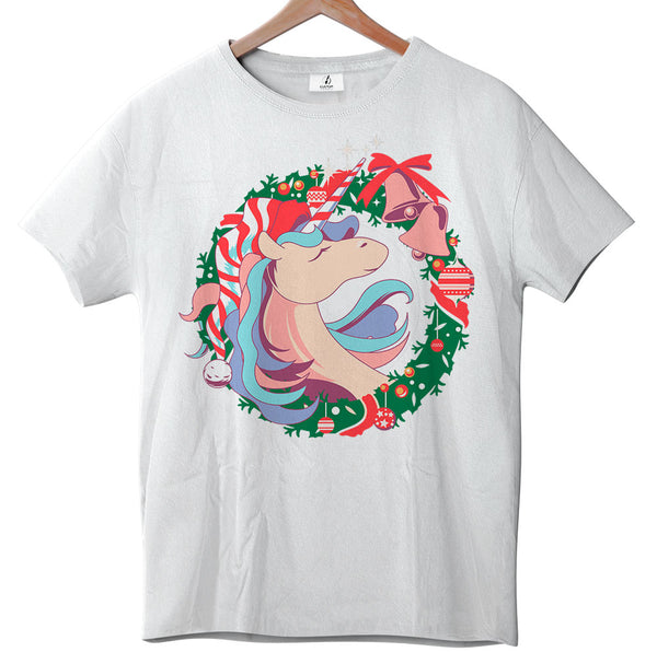 Christmas Unicorn Wreath - Tee