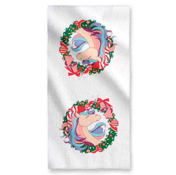 Christmas Unicorn Wreath - Towel
