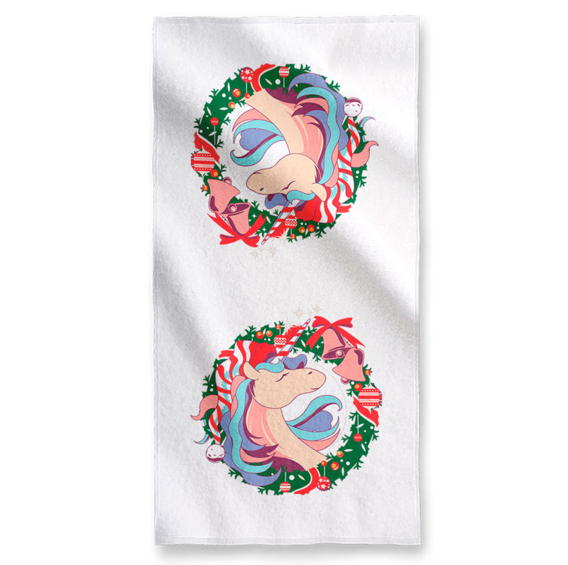 Christmas Unicorn Wreath - Towel