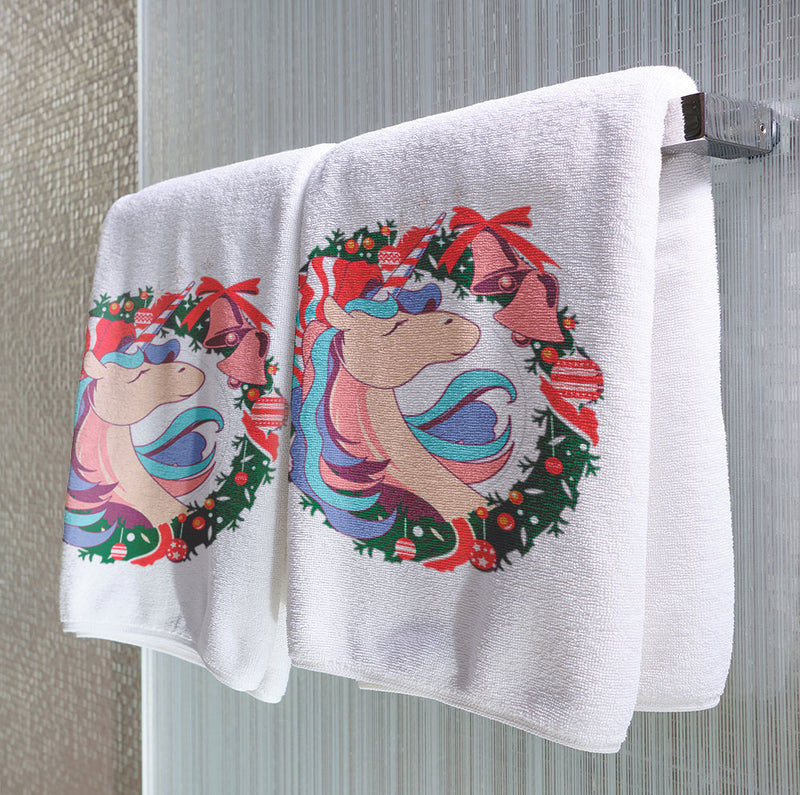 Christmas Unicorn Wreath - Towel