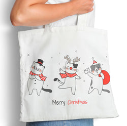 Dancing Christmas Cats - Tote Bag