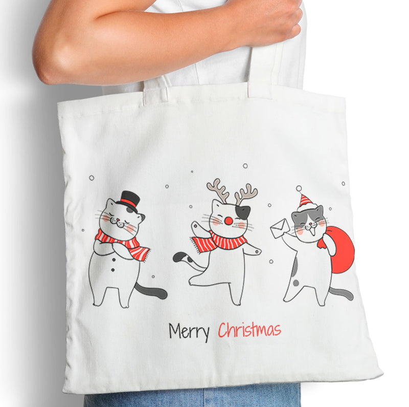 Dancing Christmas Cats - Tote Bag