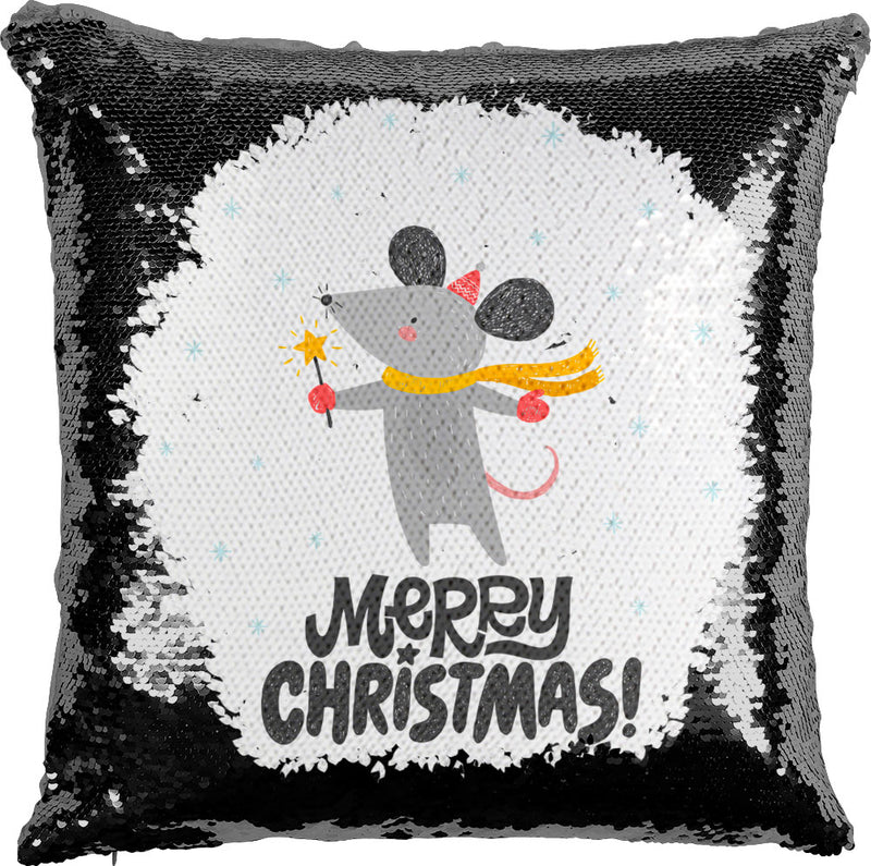 Merry Christmas Mouse with Reversible Sequins