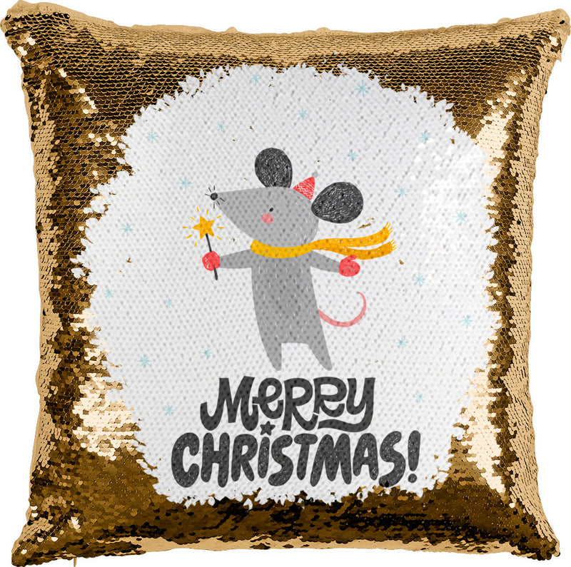 Merry Christmas Mouse with Reversible Sequins