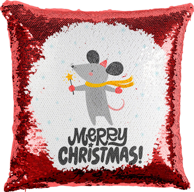 Merry Christmas Mouse with Reversible Sequins