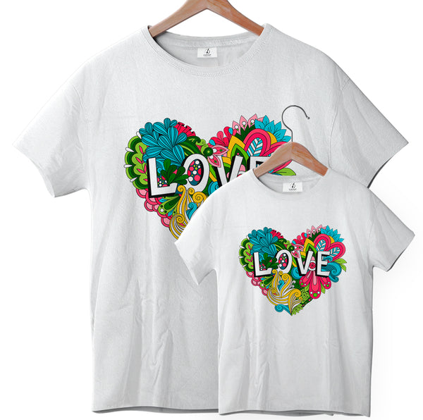 Colorful Floral Heart - Tee