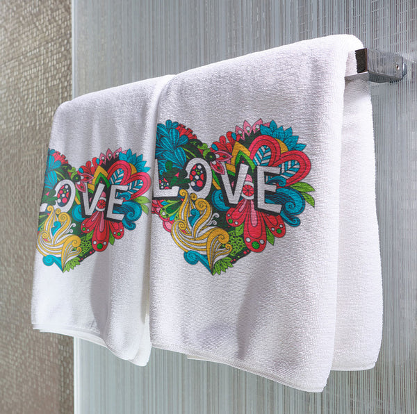 Colorful Floral Heart - Towel