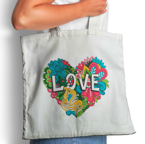 Colorful Floral Heart - Tote Bag