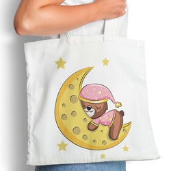 Bear And Moon - Tote Bag