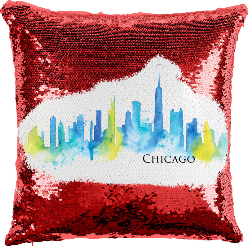 Chicago Watercolor with Reversible Sequins