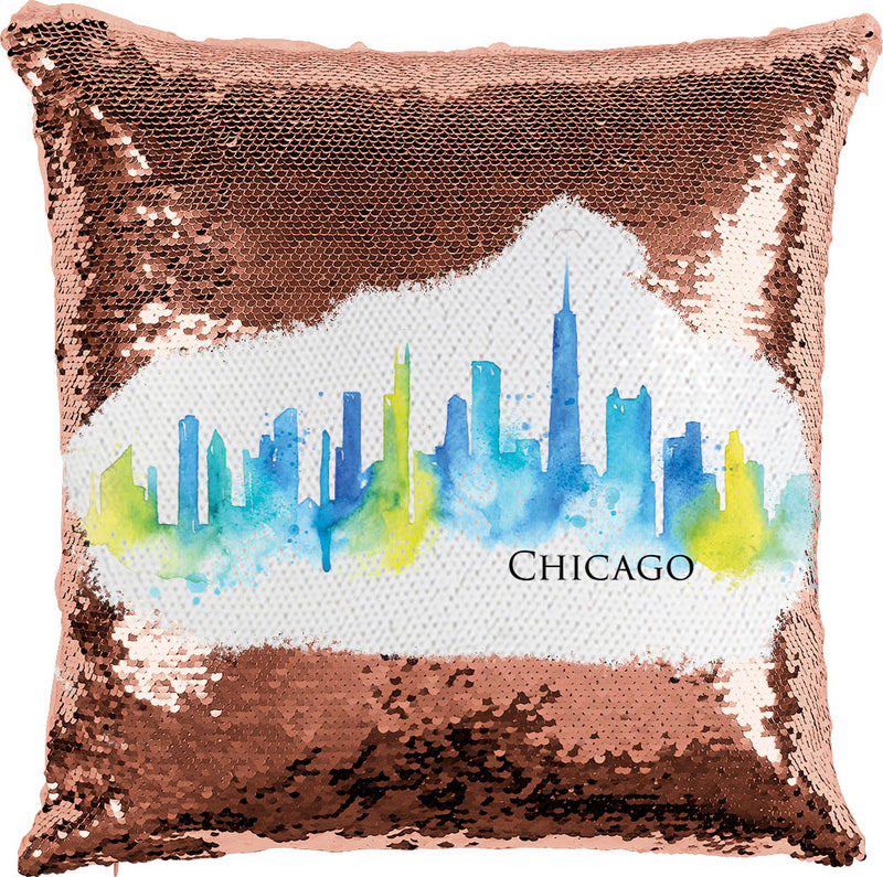 Chicago Watercolor with Reversible Sequins