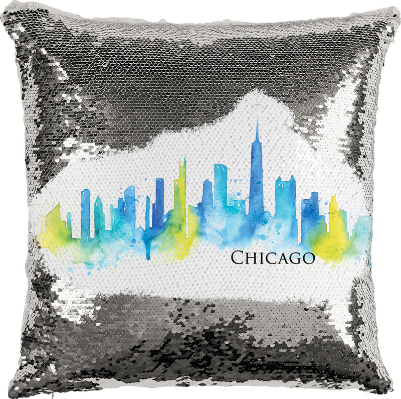 Chicago Watercolor with Reversible Sequins