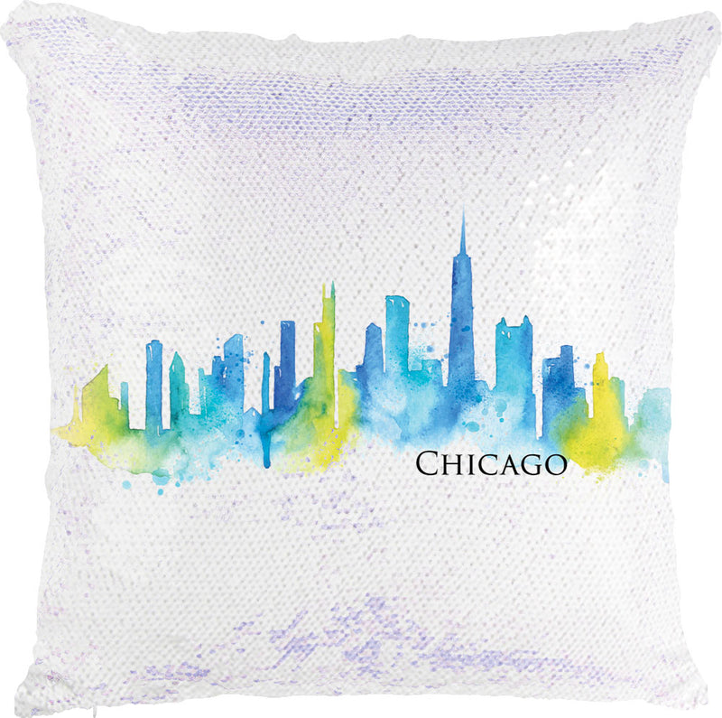 Chicago Watercolor with Reversible Sequins