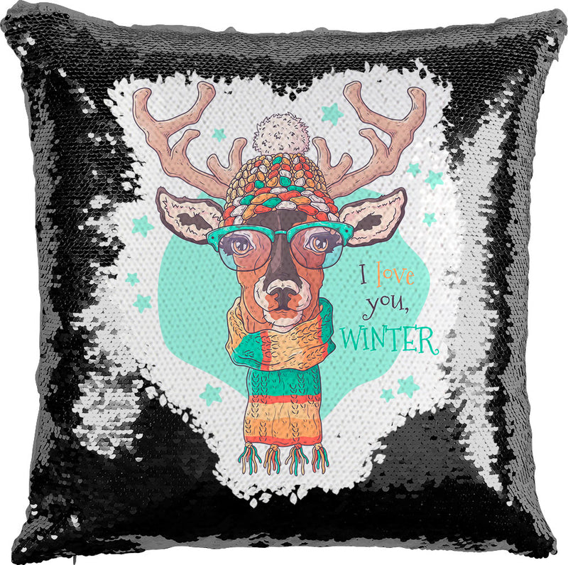 Winter Deer with Reversible Sequins