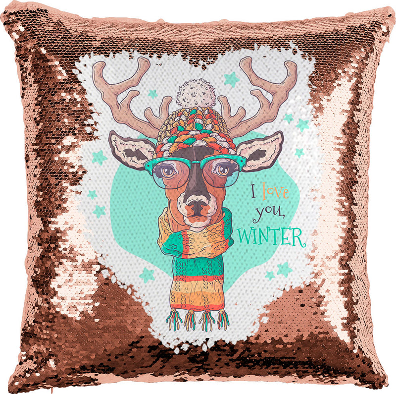 Winter Deer with Reversible Sequins