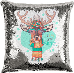 Winter Deer with Reversible Sequins