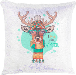 Winter Deer with Reversible Sequins