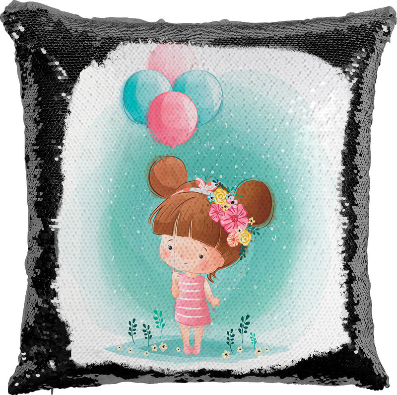 Girl With Balloon with Reversible Sequins