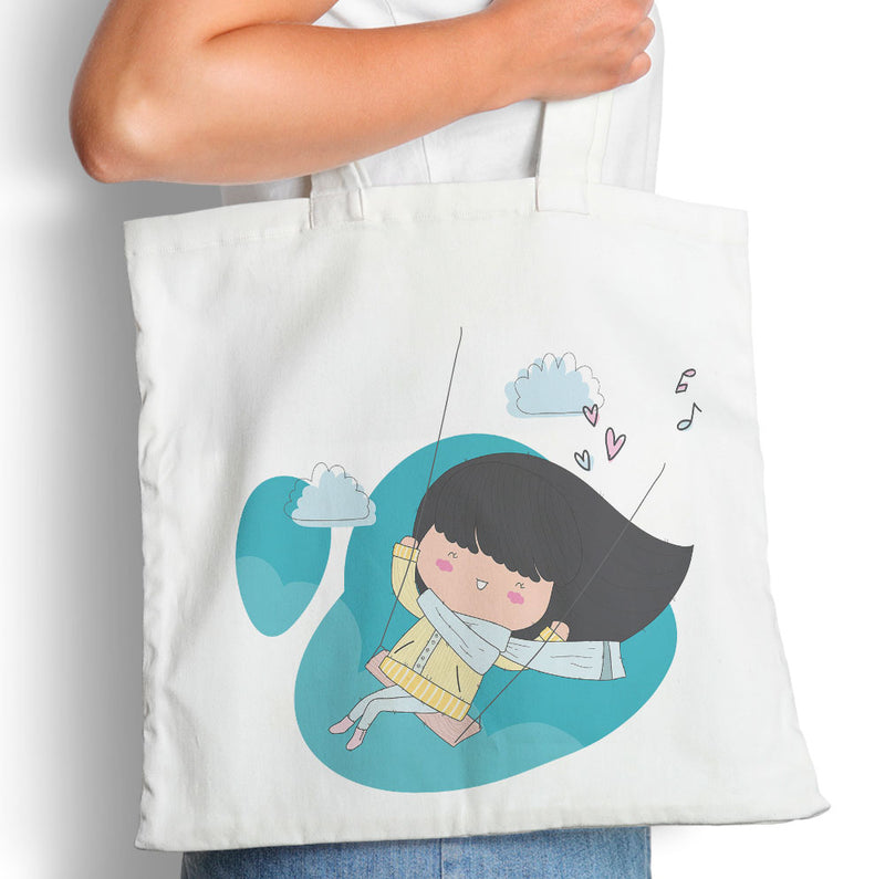 Girl On Swing - Tote Bag