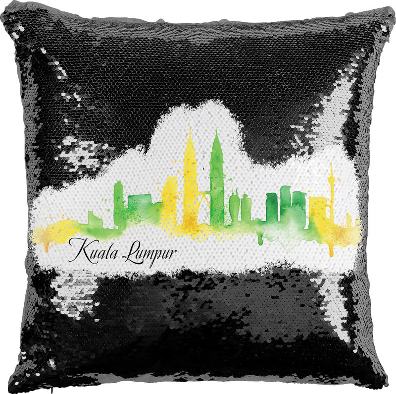 Kuala Lumpur Watercolor with Reversible Sequins