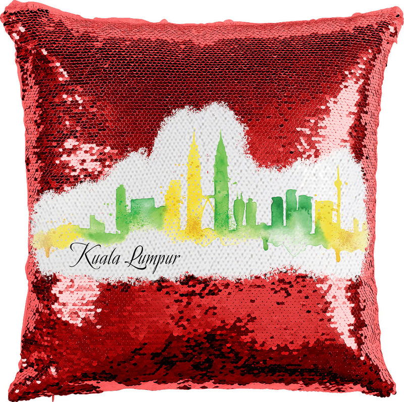 Kuala Lumpur Watercolor with Reversible Sequins