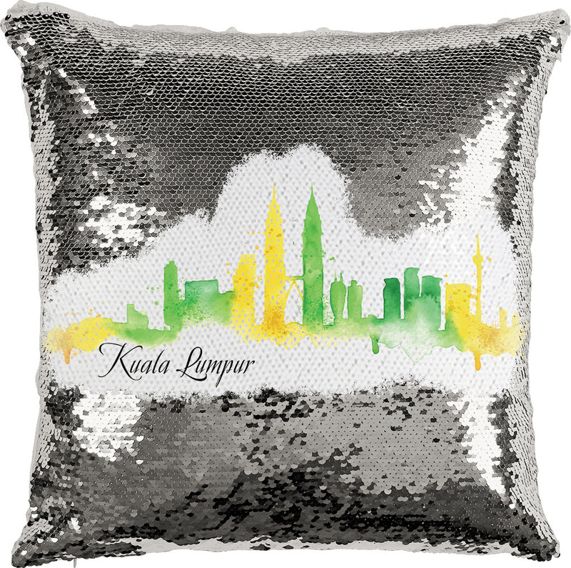 Kuala Lumpur Watercolor with Reversible Sequins