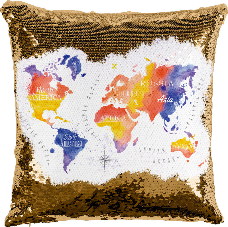 World Map with Reversible Sequins