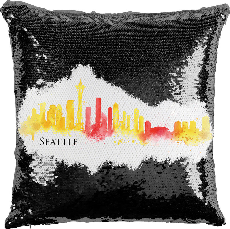 Seattle Watercolor with Reversible Sequins