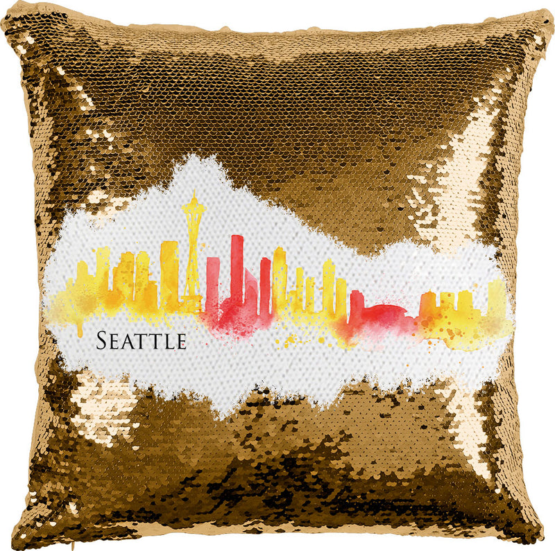 Seattle Watercolor with Reversible Sequins