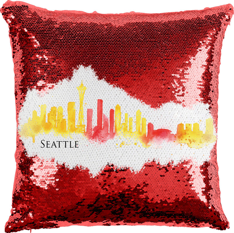 Seattle Watercolor with Reversible Sequins