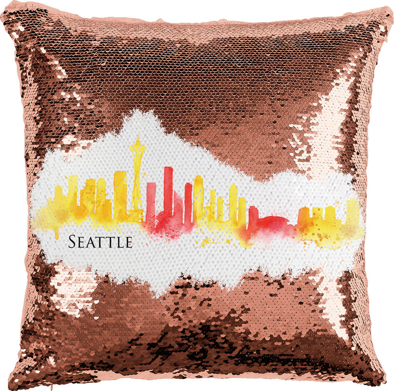 Seattle Watercolor with Reversible Sequins