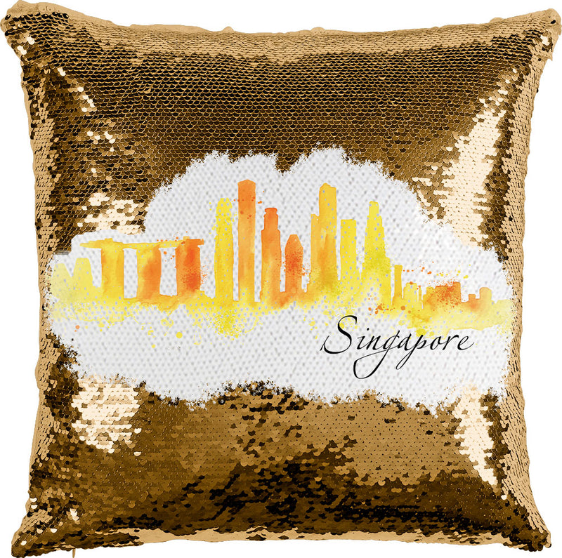 Singapore Watercolor with Reversible Sequins