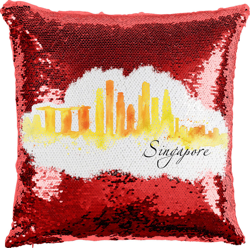 Singapore Watercolor with Reversible Sequins