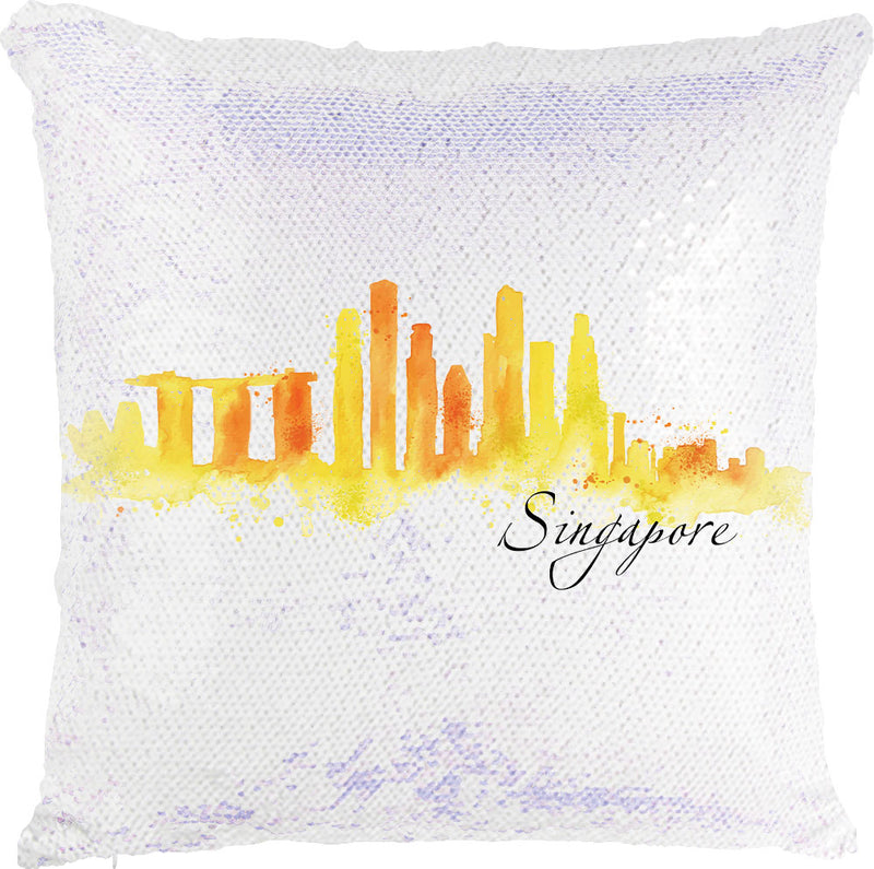 Singapore Watercolor with Reversible Sequins