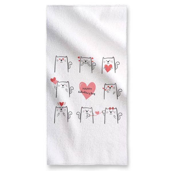 Valentines Cats - Towel