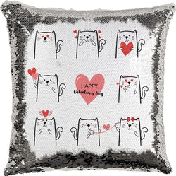 Valentines Cats with Reversible Sequins