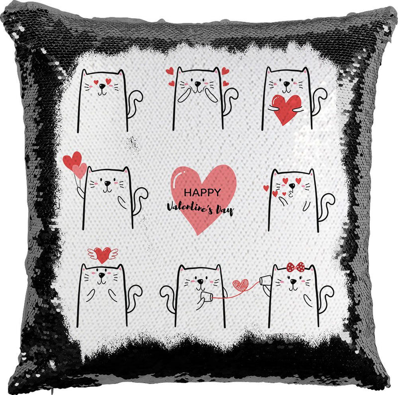 Valentines Cats with Reversible Sequins