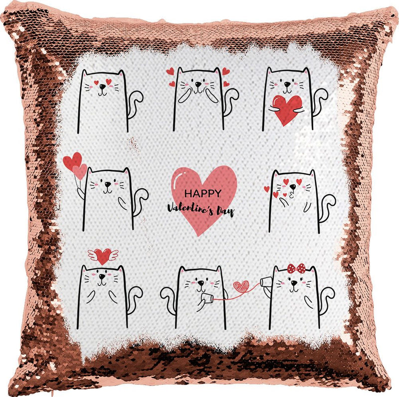 Valentines Cats with Reversible Sequins