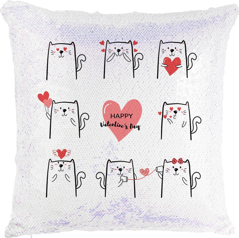 Valentines Cats with Reversible Sequins