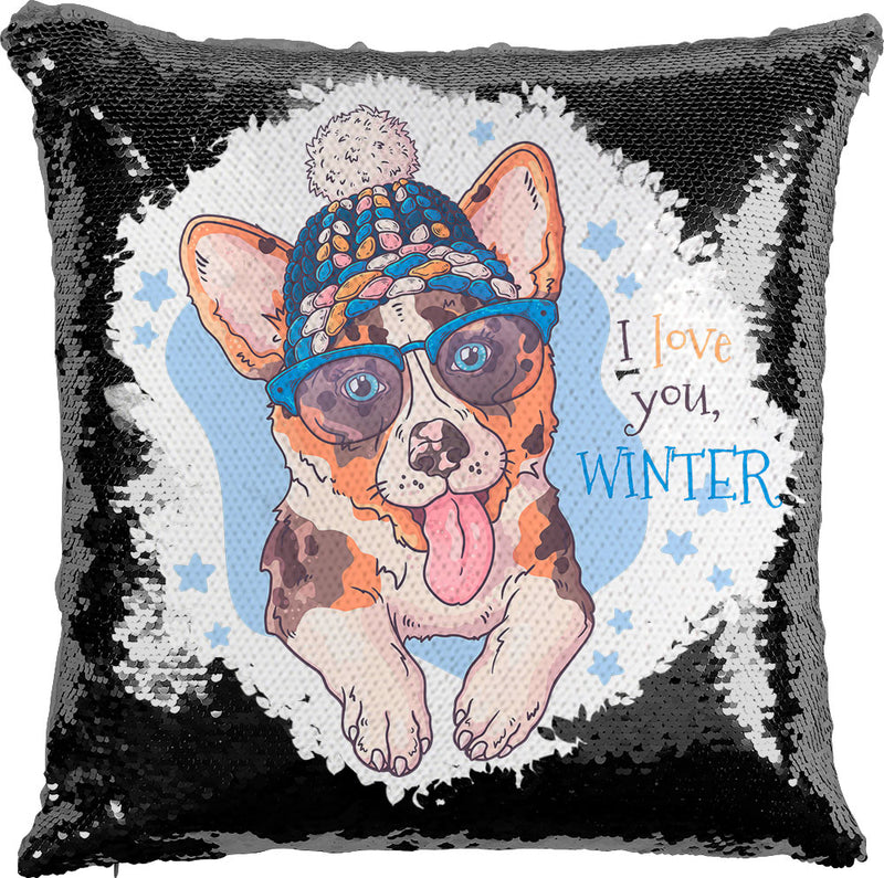 Winter Dog with Reversible Sequins