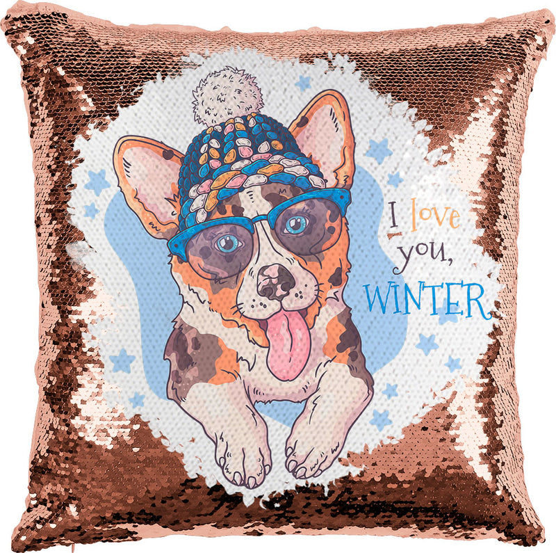 Winter Dog with Reversible Sequins